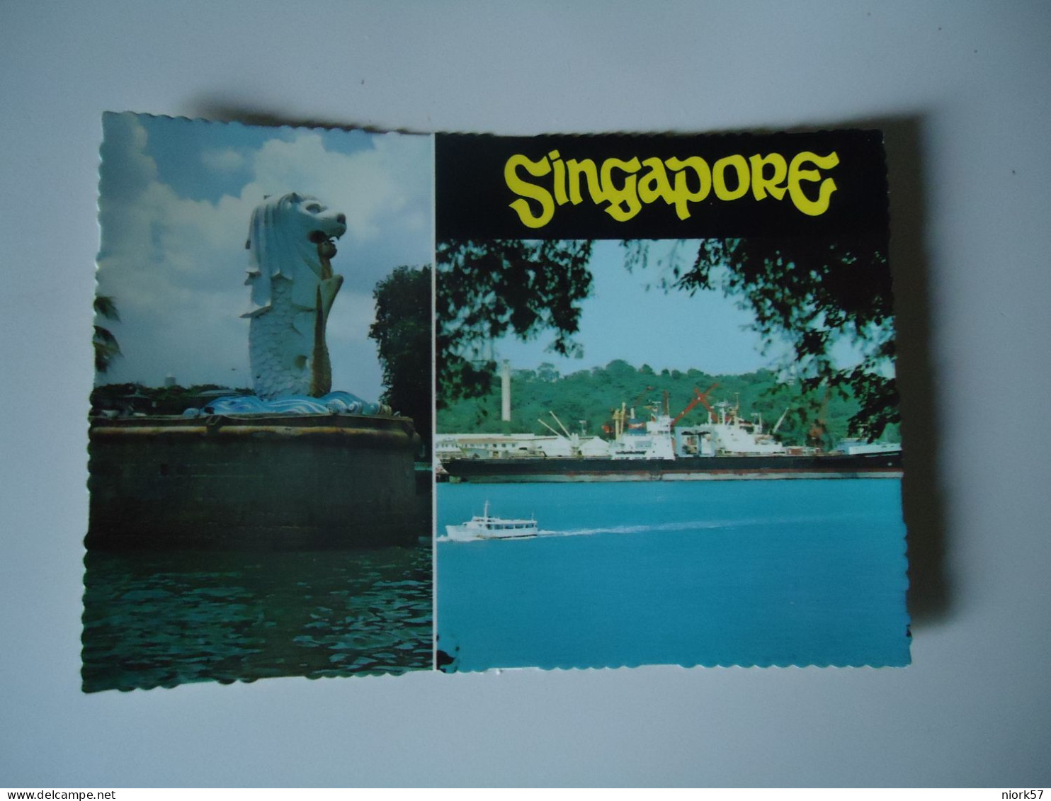 SINGAPORE POSTCARDS  MERLION  PORT    FOR MORE PURCHASES 10% DISCOUNT - Singapore