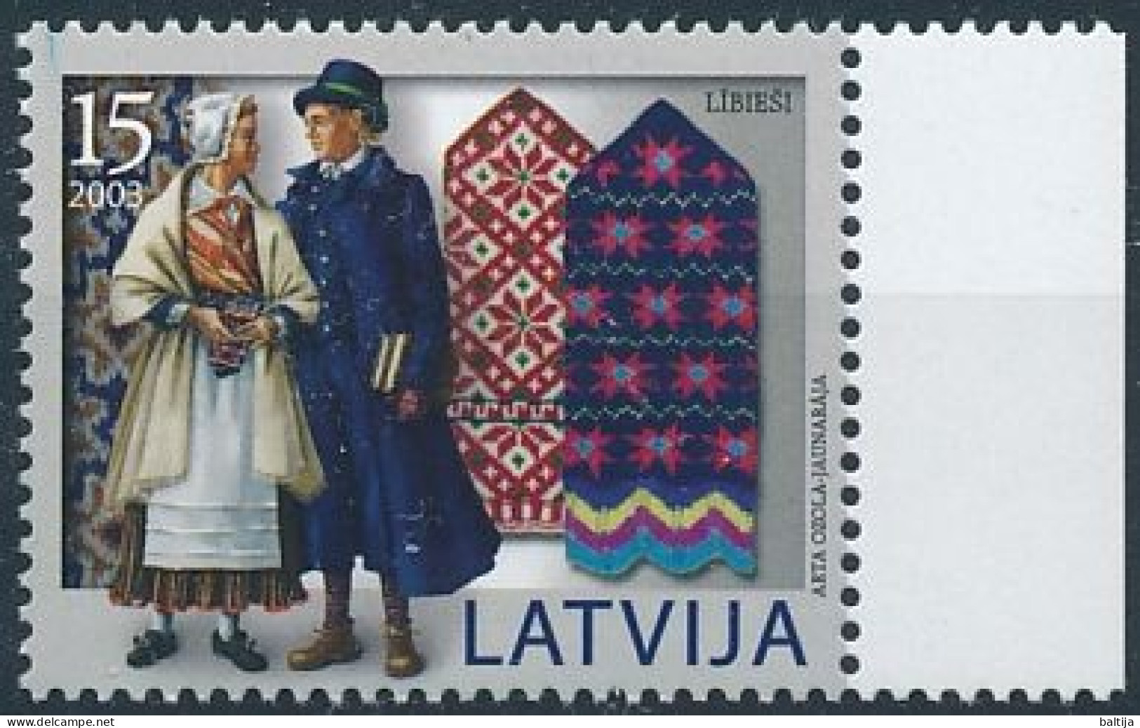 Mi 598 ** MNH / Clothes, Gloves, Mittens, Traditional Costumes - Lettland