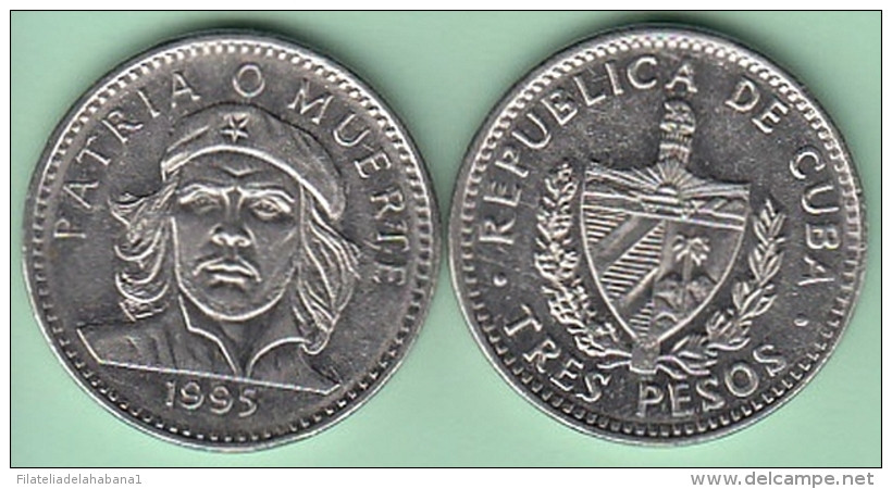 1995-MN-10 CUBA 1995 3$ ERNESTO CHE GUEVARA CU-NI. VF-XF. - Cuba