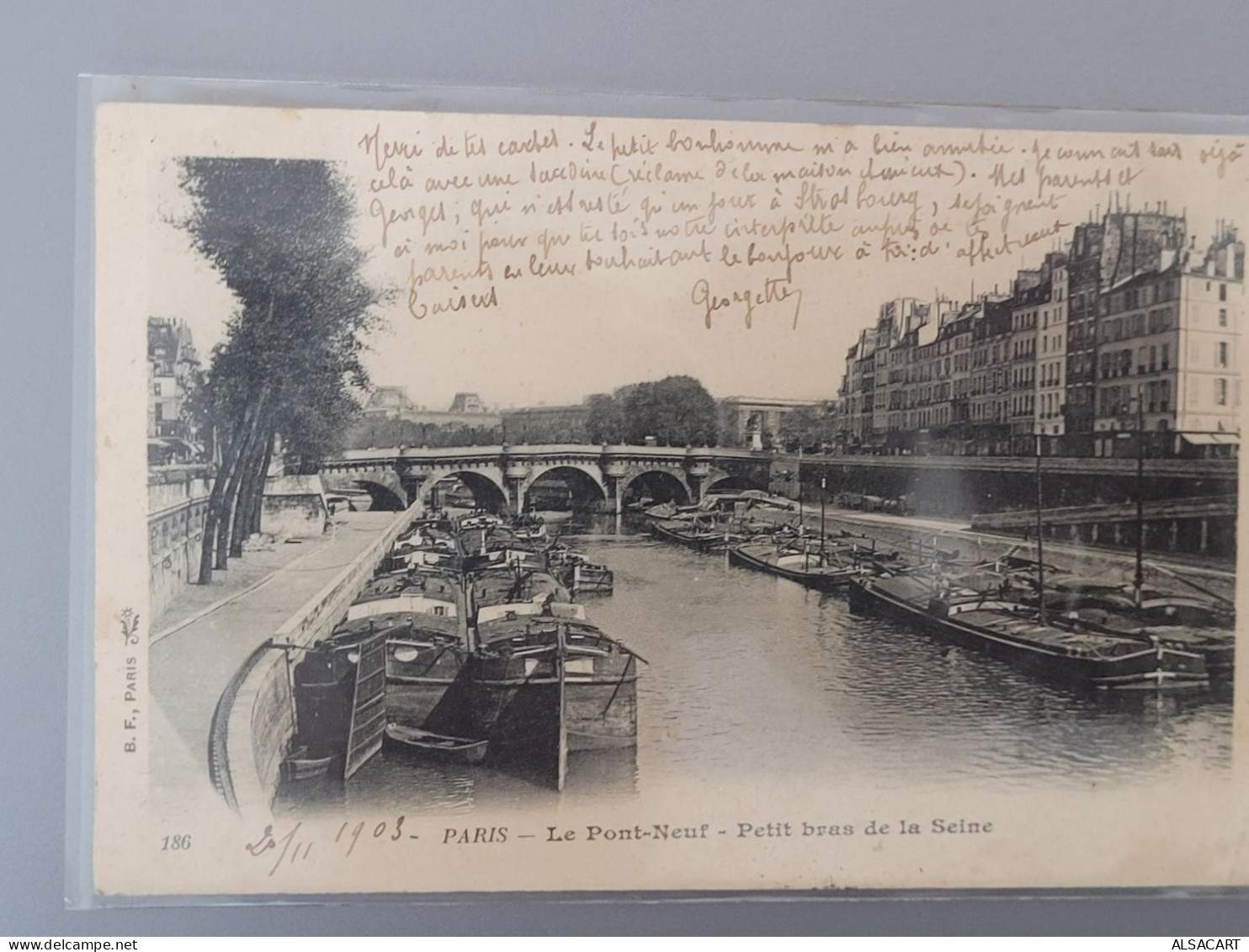 Paris Pont Neuf Péniches , Dos 1900 - Chiatte, Barconi