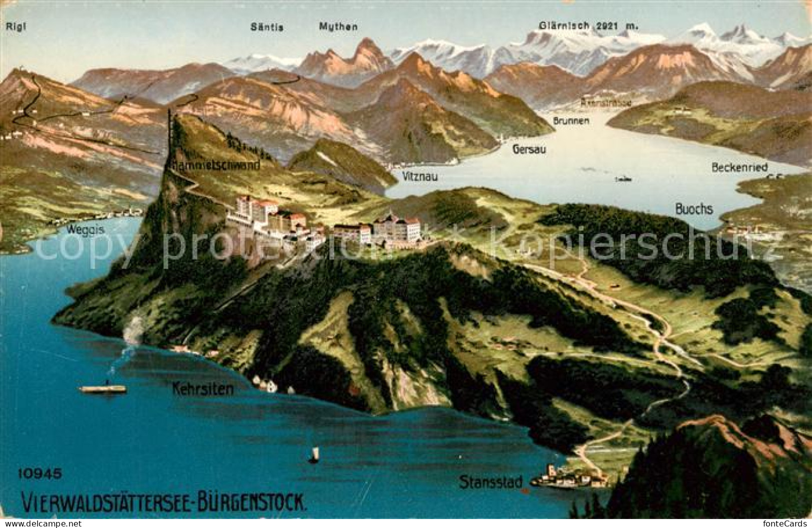 13811373 Buergenstock Vierwaldstaettersee Panoramakarte Buergenstock - Andere & Zonder Classificatie