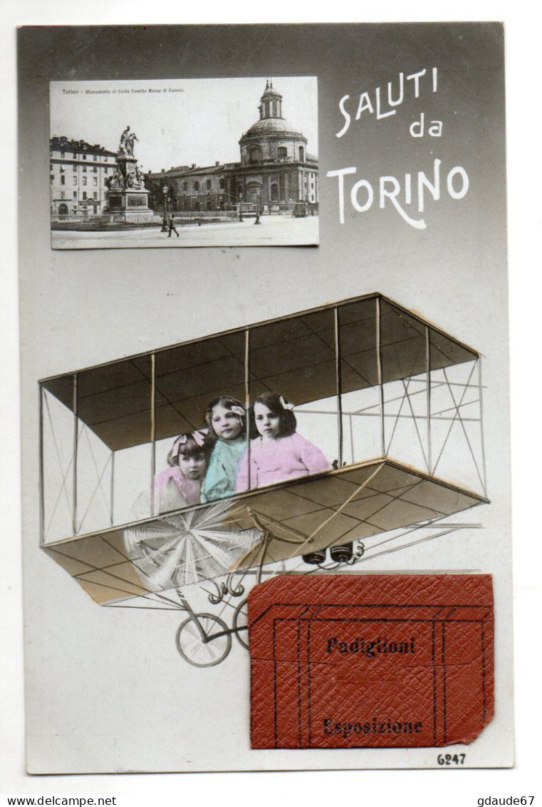 SALUTI DA TORINO - CARTE A SYSTEME - AVION - Andere Monumenten & Gebouwen