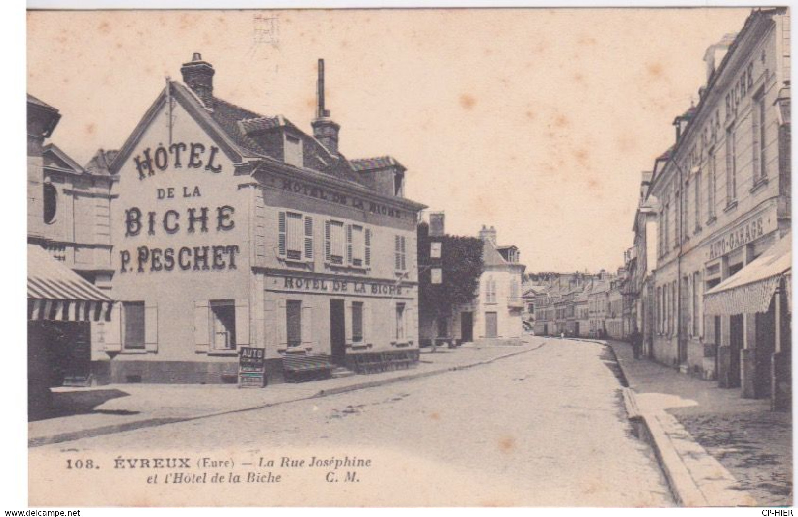 27 - EURE - EVREUX - HOTEL DE LA BICHE  - CAFE RESTAURANT - PROPRIETAIRE P. PESCHET - RUE JOSEPHINE - Evreux