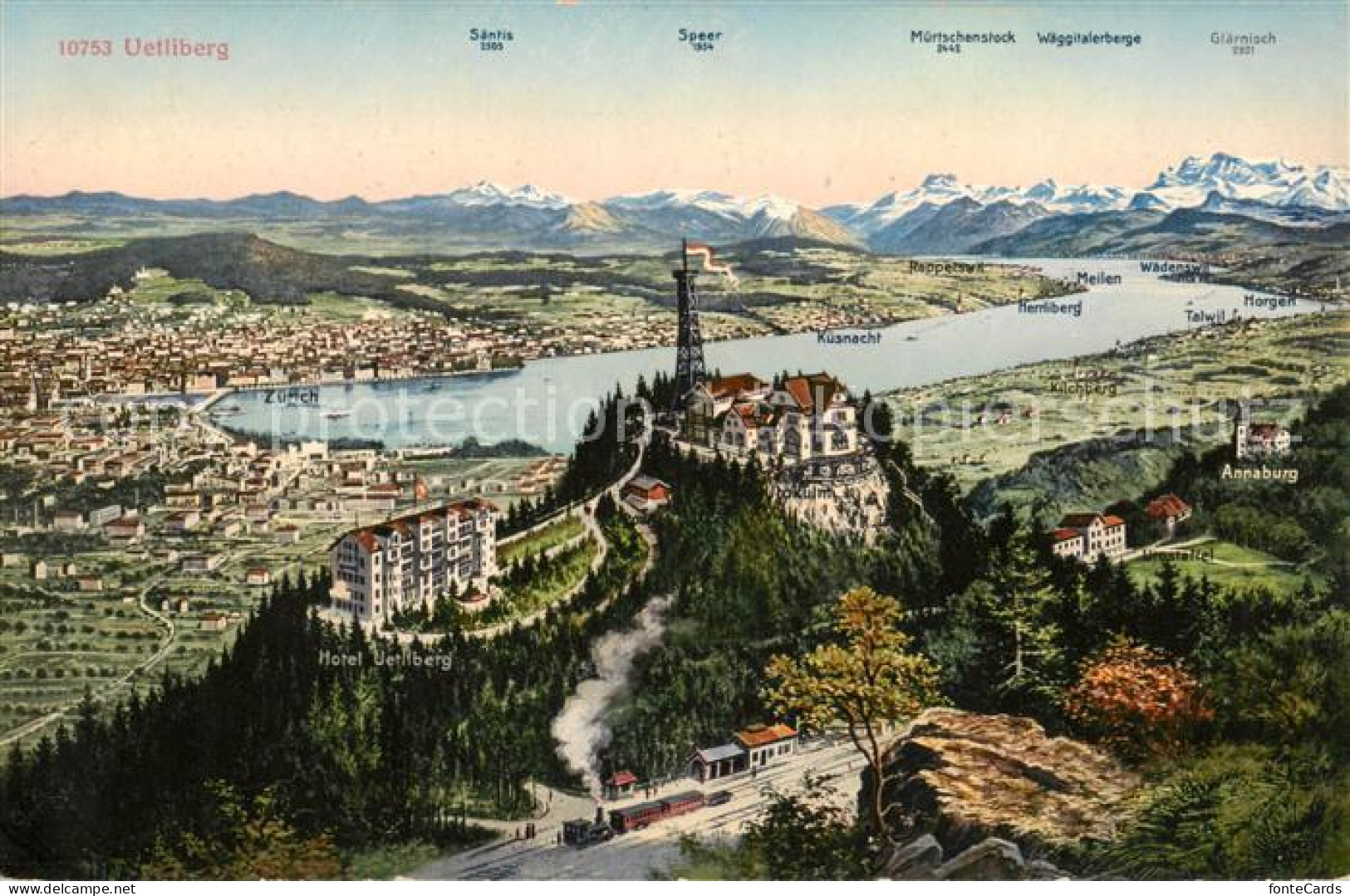 13810998 Uetliberg ZH Hotel Uetliberg Utokulm Zuerichsee Alpenkette Aus Der Voge - Other & Unclassified