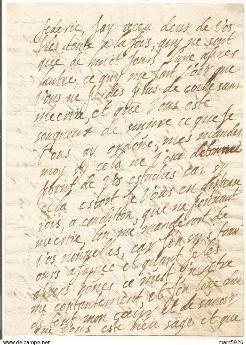 N°1969 ANCIENNE LETTRE DE ELISABETH DE NASSAU A SEDAN AU PRINCE DE SEDAN FREDERIC DATE 1619 - Documents Historiques