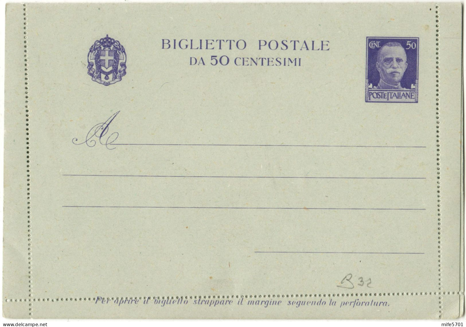 REGNO D'ITALIA B31/B32 - 1935 DUE BIGLIETTI POSTALI SERIE 'IMPERIALE' DA c. 25 E c. 50 FORMATO GRANDE - NUOVI FILAGRANO