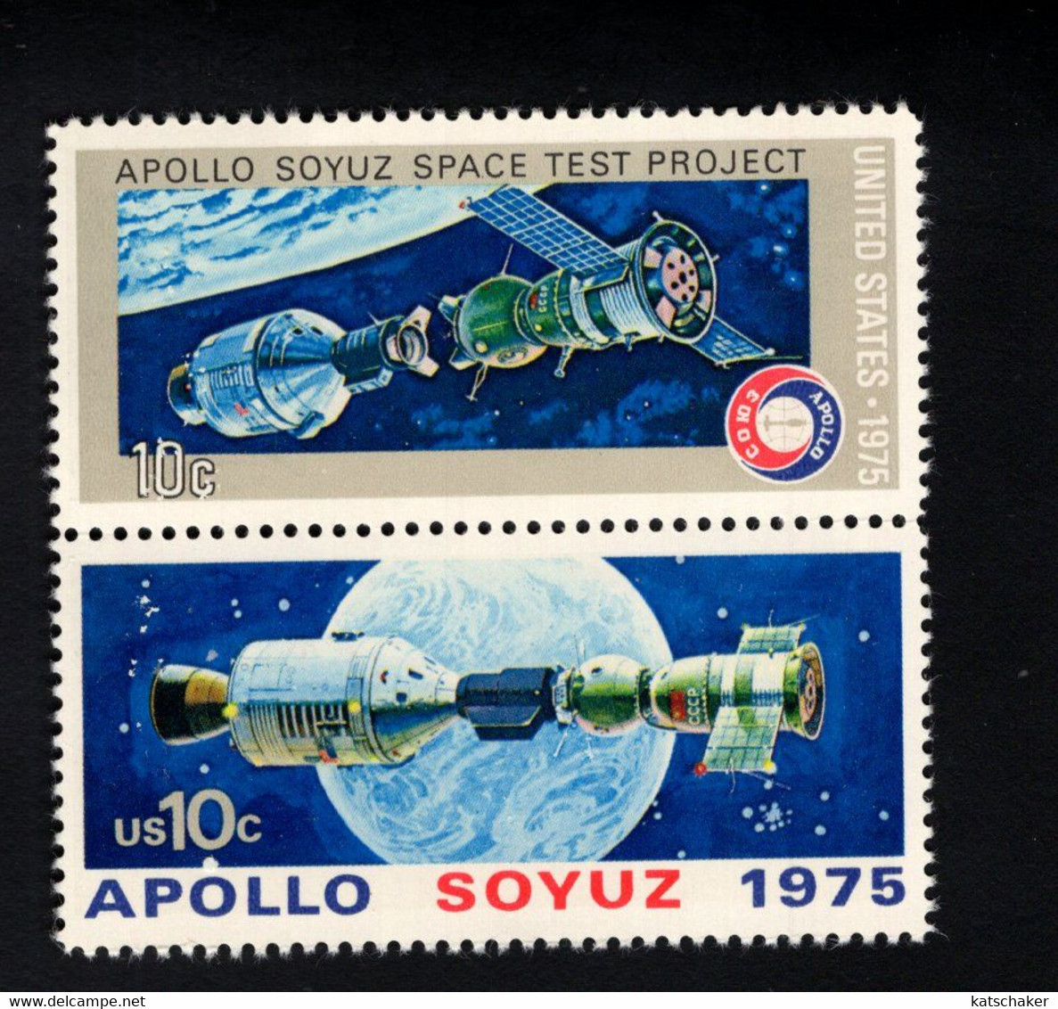 199978956 1975 SCOTT 1570A (XX) POSTFRIS MINT NEVER HINGED - APOLLO SOYUZ SPACE ISSUE 1570 UPPER STAMP OF PAIR - Ungebraucht