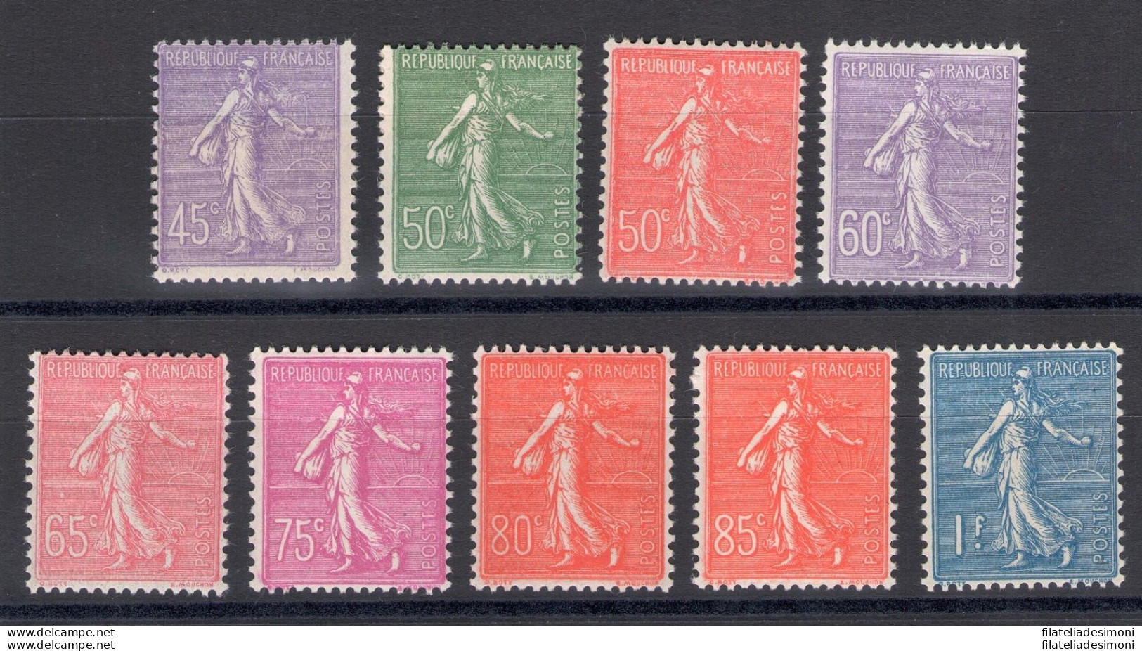 1924-26 FRANCIA   - N° 197/205 Seminatrice Su Fondo A Linee 9 Valori - MNH** - Sonstige & Ohne Zuordnung