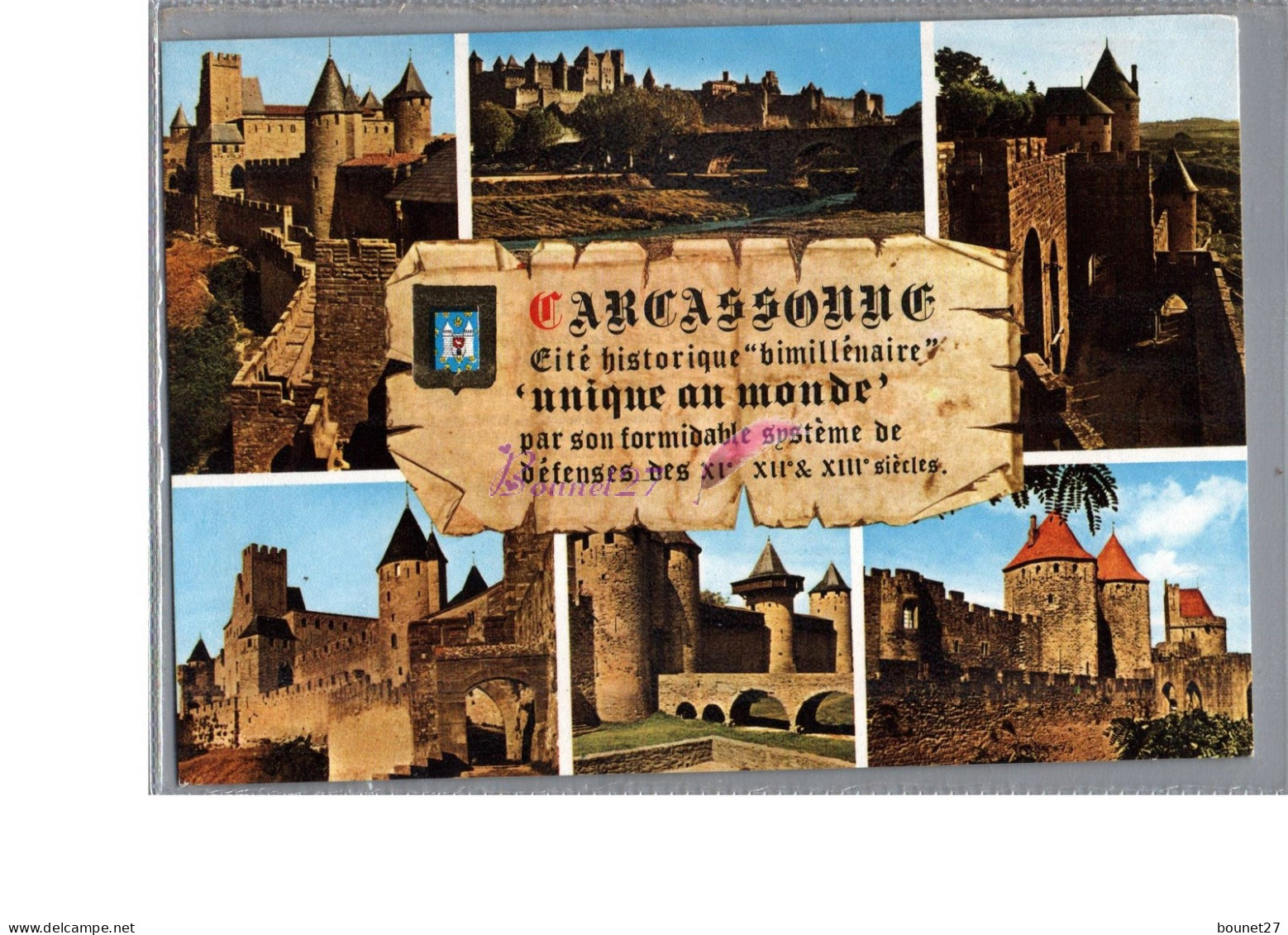 CARCASSONNE 11 - Cité Medievale Divers Aspects Parchemin Histoire Carte Vierge - Carcassonne