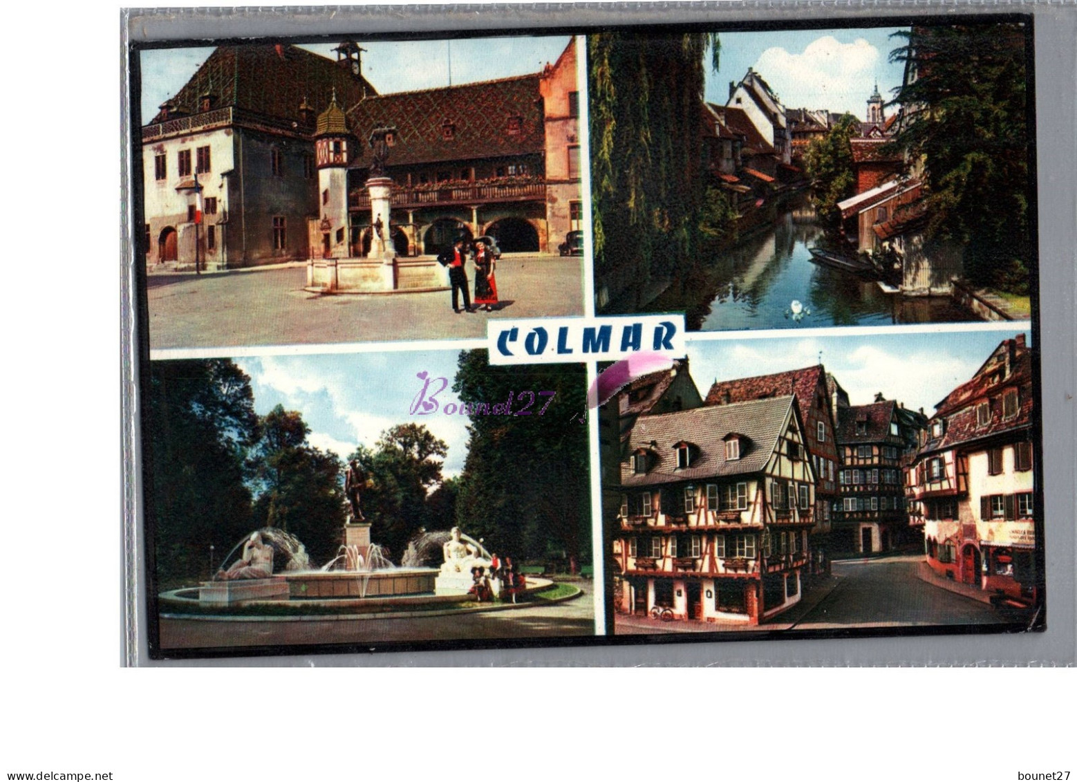 COLMAR 68 - Souvenir De Colmar Fontaine Vieille Rue Maison à Colombage  Carte Vierge - Colmar