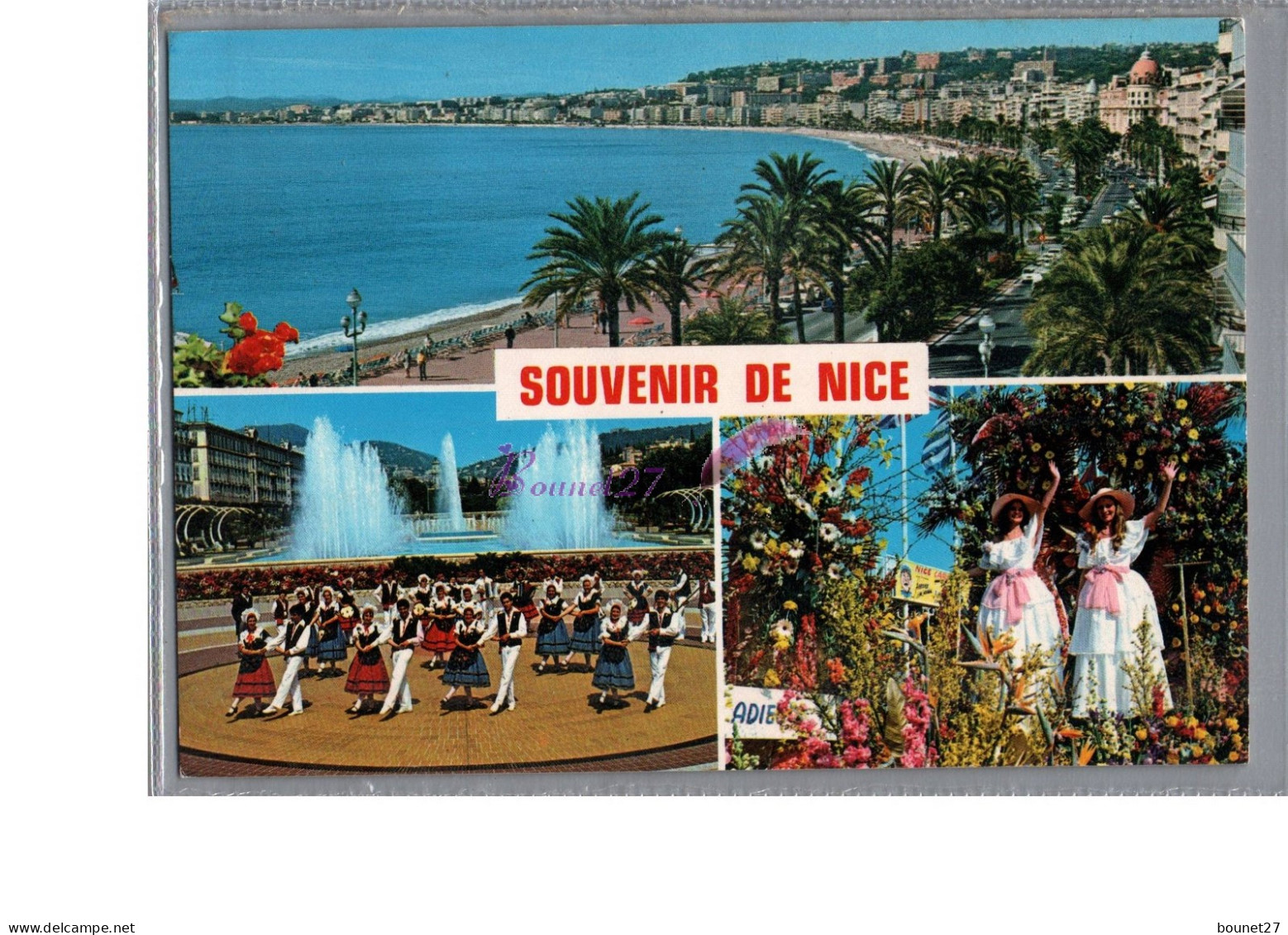 NICE 06 - Souvenir De Nice - La Plage Folklore Danse Coiffe Et Costume Et Défilé Demoiselle Femme Sur Un Char   - Carnival