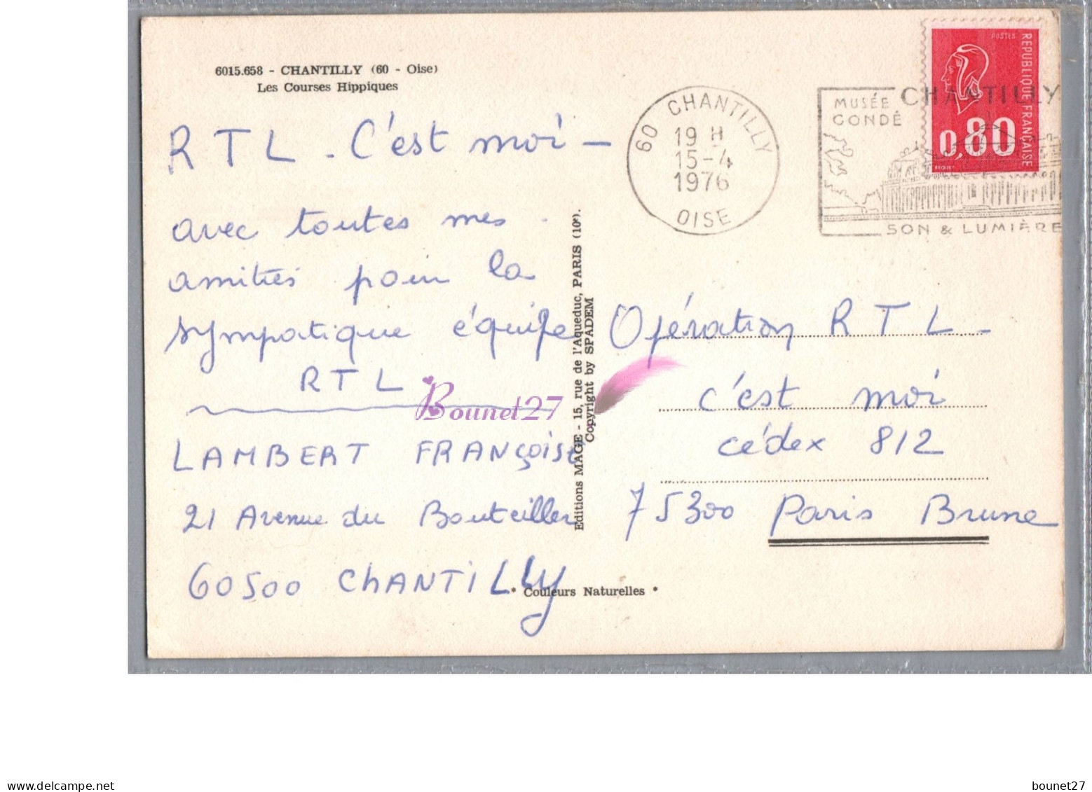 CHANTILLY 60 - Les Courses Hippiques Hippodrome Course De Cheval 1976 - Chantilly