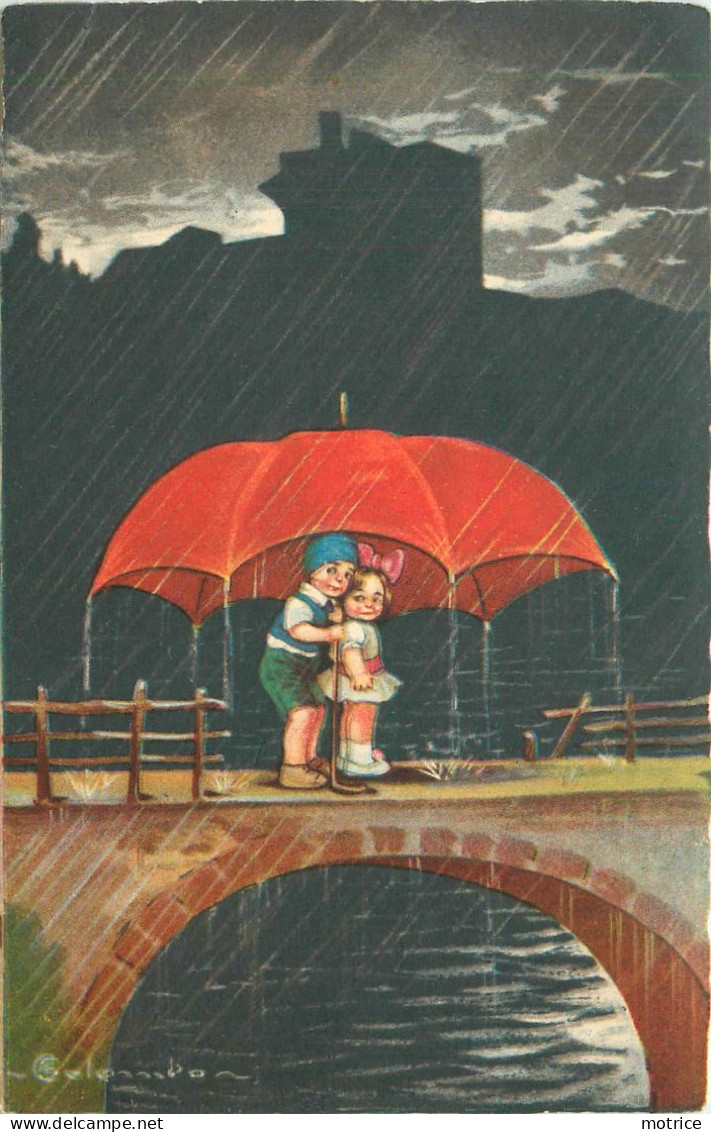 COLOMBO - E (illustrateur) - Couple D'enfants Sous La Pluie. - Colombo, E.