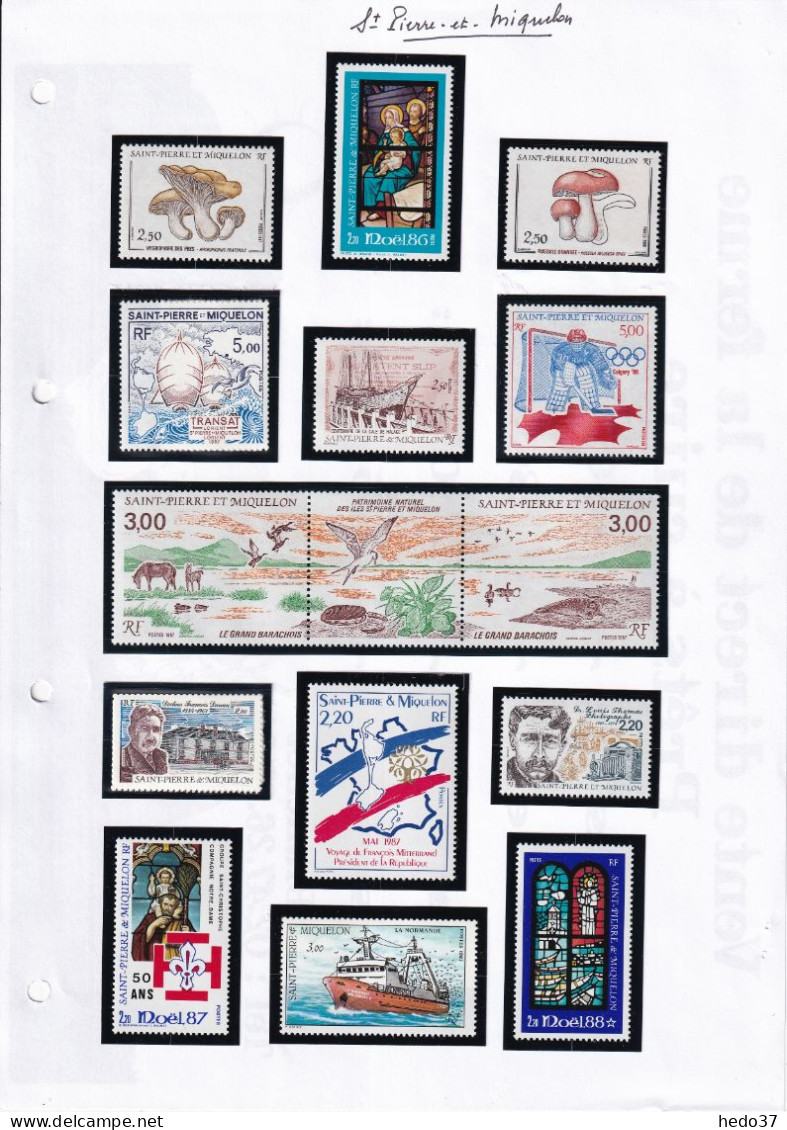 St Pierre Et Miquelon - Collection 1986/2000 à - 50% Sous Faciale - Neufs ** Sans Charnière - Poste & PA - TB - Collections, Lots & Séries