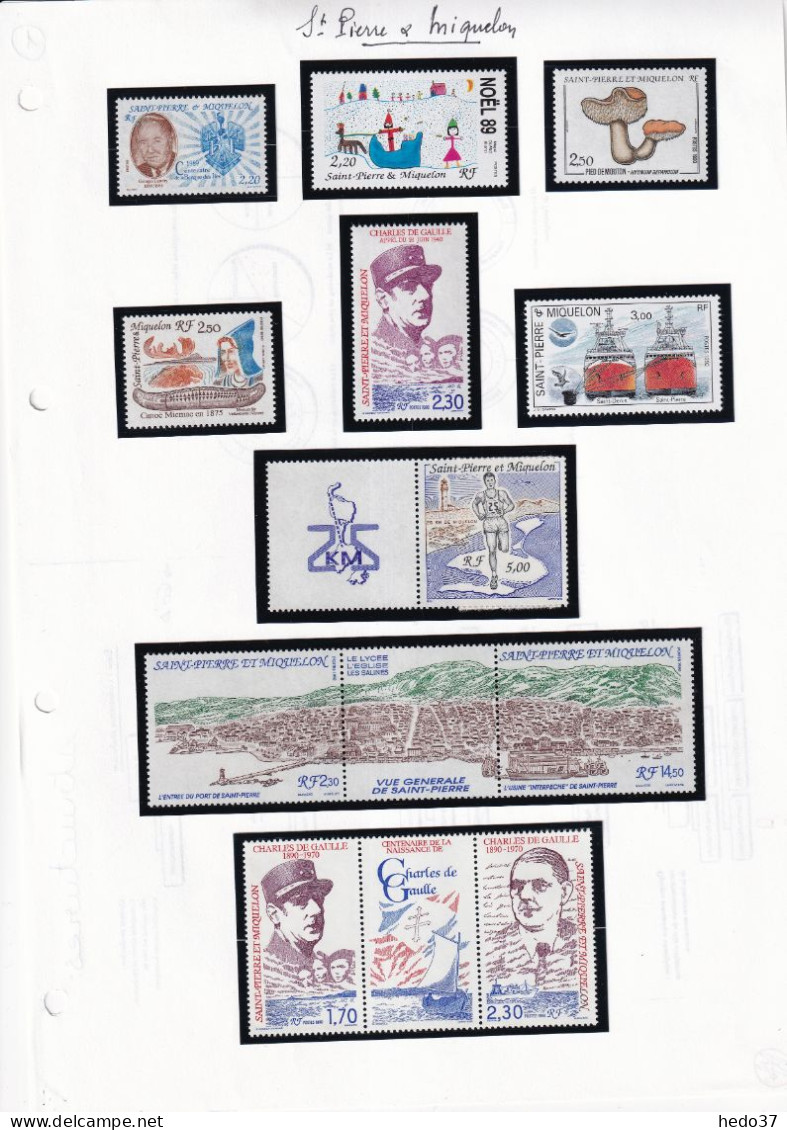 St Pierre et Miquelon - Collection 1986/2000 à - 50% sous faciale - neufs ** sans charnière - Poste & PA - TB