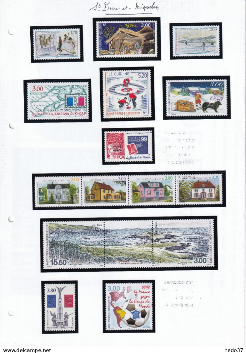 St Pierre et Miquelon - Collection 1986/2000 à - 50% sous faciale - neufs ** sans charnière - Poste & PA - TB