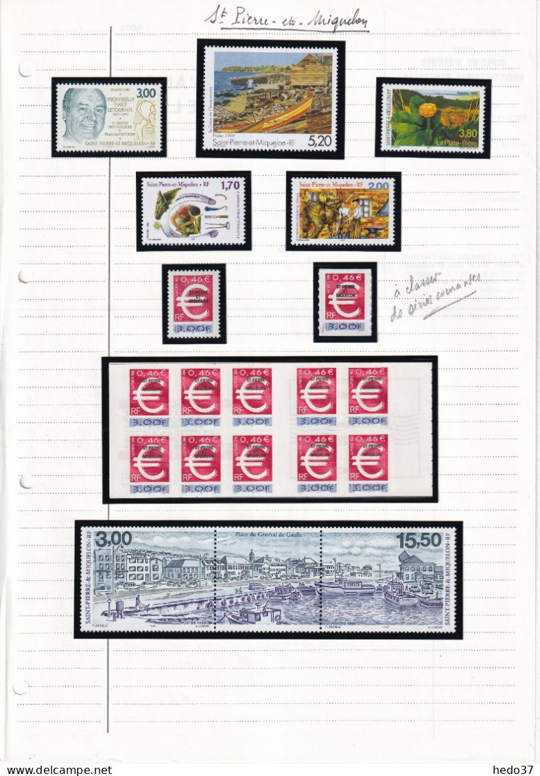 St Pierre et Miquelon - Collection 1986/2000 à - 50% sous faciale - neufs ** sans charnière - Poste & PA - TB