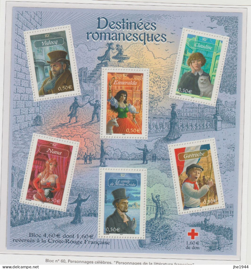 France Bloc N° 60 ** Personnages De La Littérature Française - Mint/Hinged