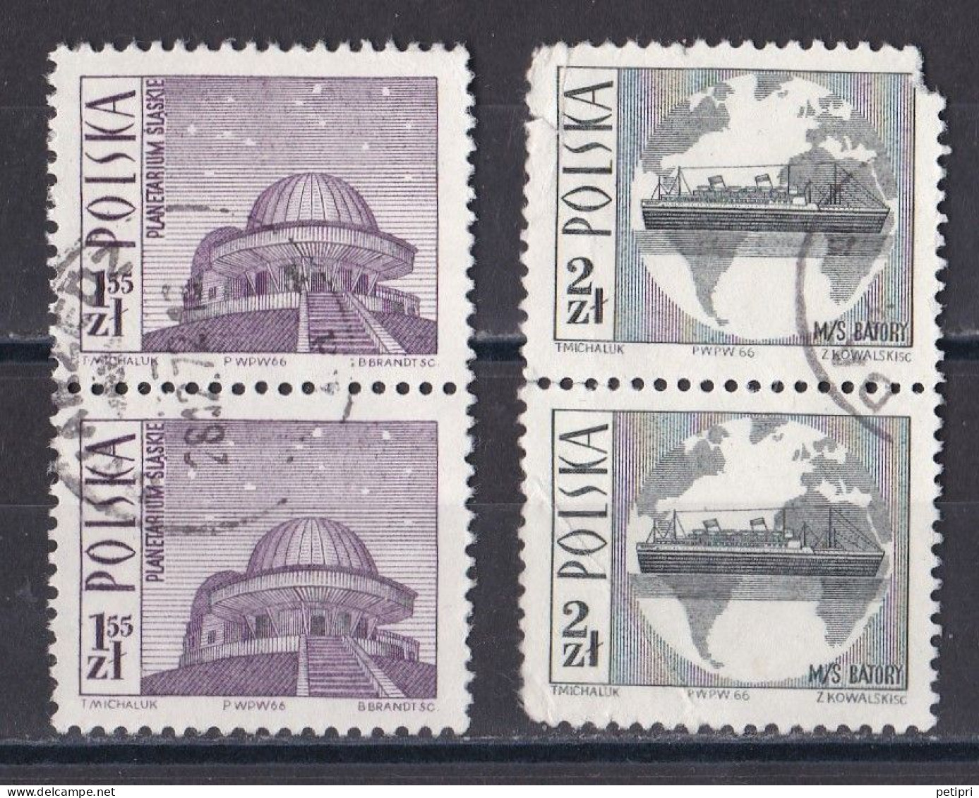 Pologne - République 1961 - 1970   Y & T N °  1562  Et  1563  Paires  Oblitérées - Gebruikt