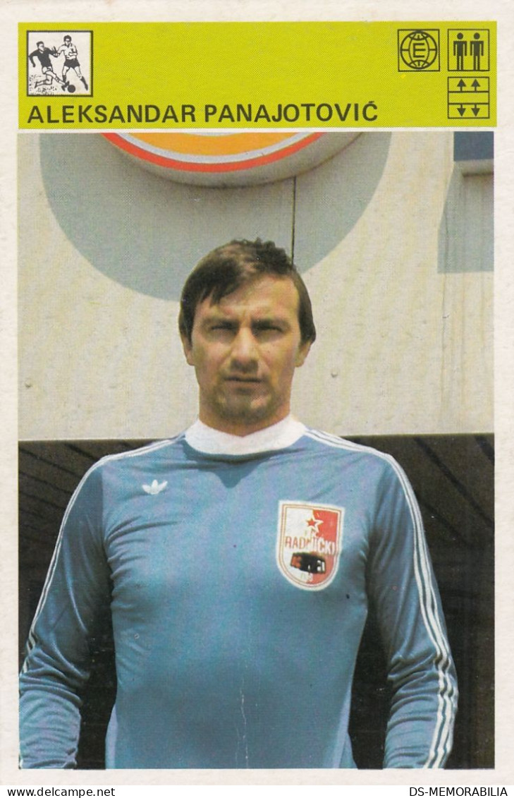 Soccer Football Aleksandar Panajotović Yugoslavia Trading Card Svijet Sporta - Football