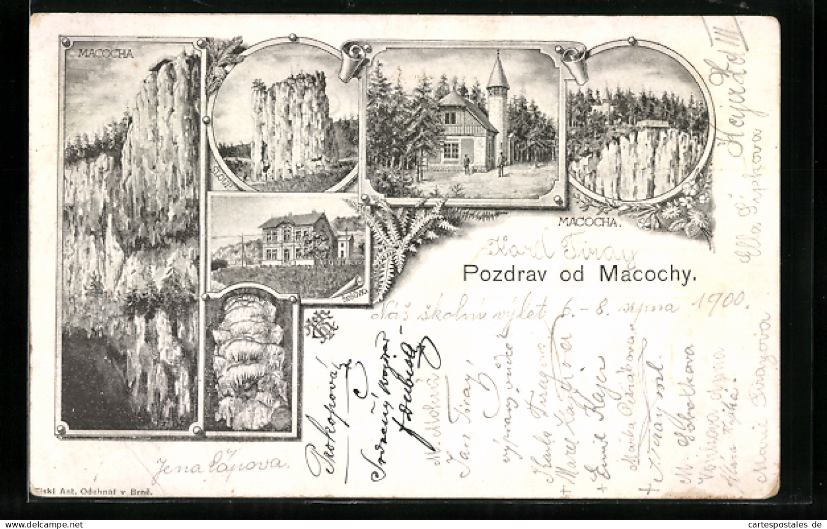 Lithographie Mococha, Sloup, Sosuvka, Panorama  - Czech Republic