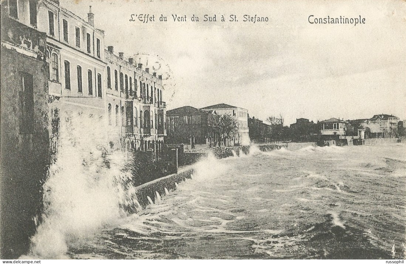 TURKIYE - CONSTANTINOPLE - L'EFFET DE VENT DU SUD A ST STEFANO - RUSSIAN POST IN TURKEY - 1908 - Turkije