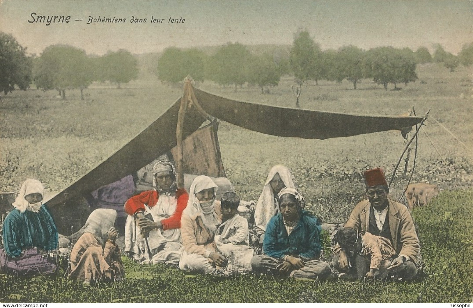 TURKIYE - SMYRNE - BOHEMIENS DANS LEURS TENTES - RUSSIAN POST IN TURKEY - 1909 - Turquie