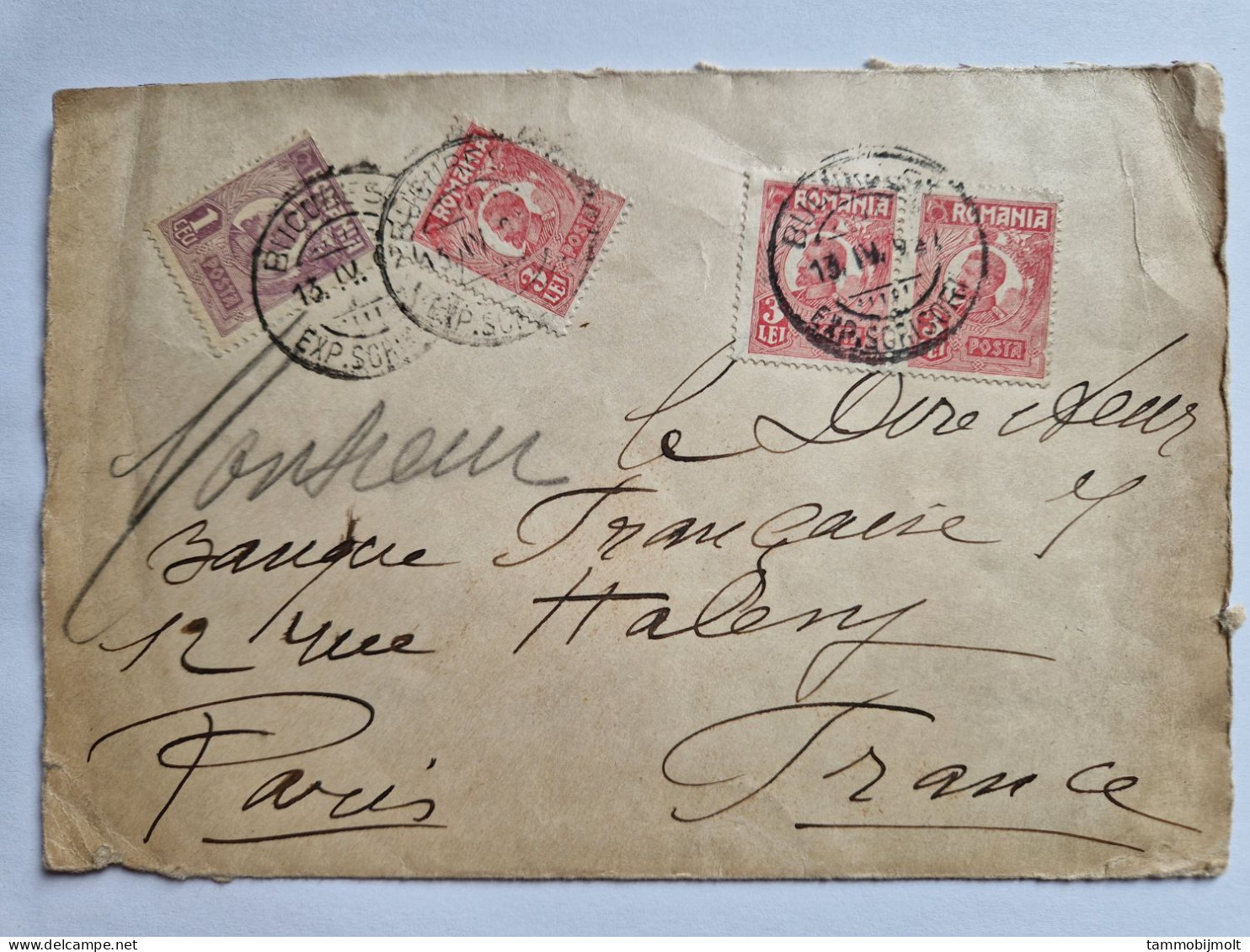 Romania, Cover With 4 King Ferdinand Stamps, To Paris - Cartas & Documentos