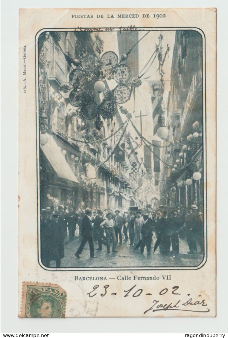 CPA - ESPAGNE - BARCELONA - FIESTAS De La MERCED De 1902 - Calle Fernando VII - Voy En 1902 - Met Mechanische Systemen
