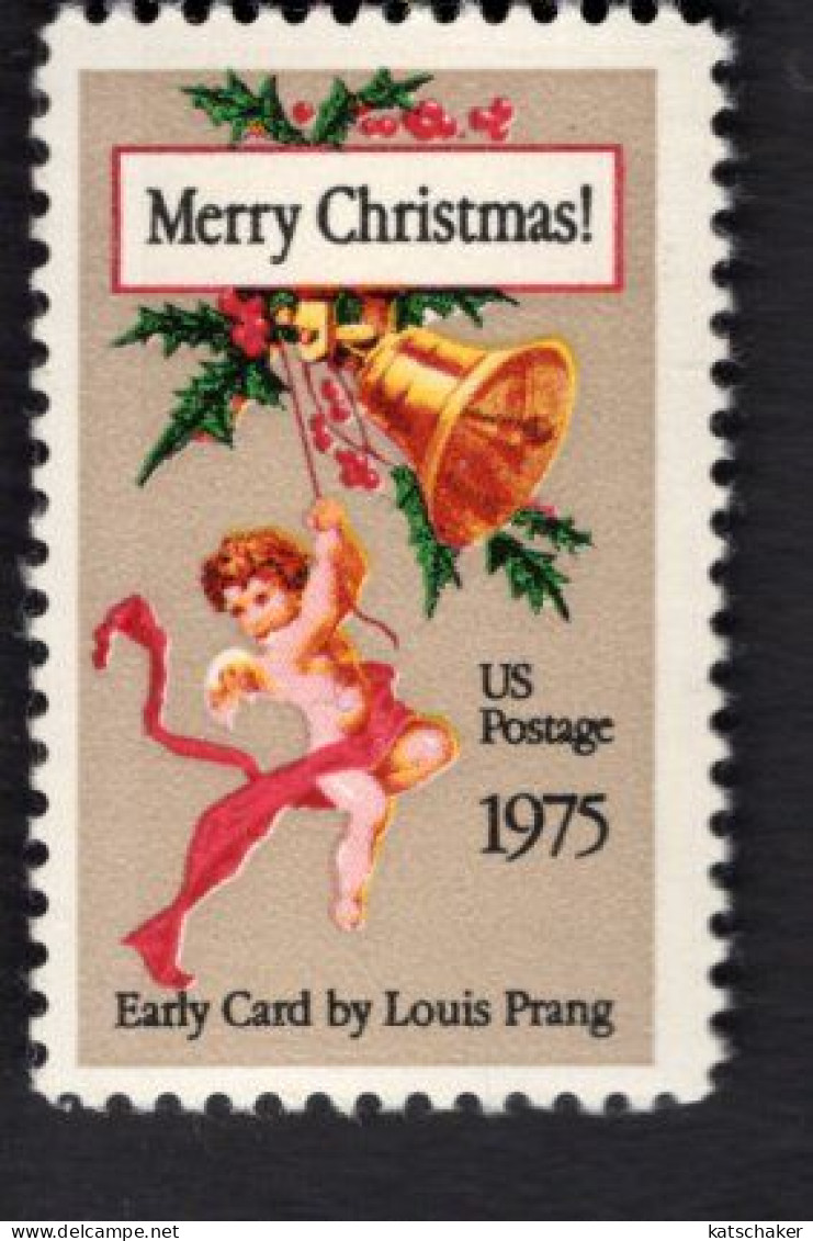 199980492 1975 SCOTT 1580 (XX) POSTFRIS MINT NEVER HINGED - CHRISTMAS - CARD BY LOUIS PRANG 1878 - ANGEL - BELL - Nuevos