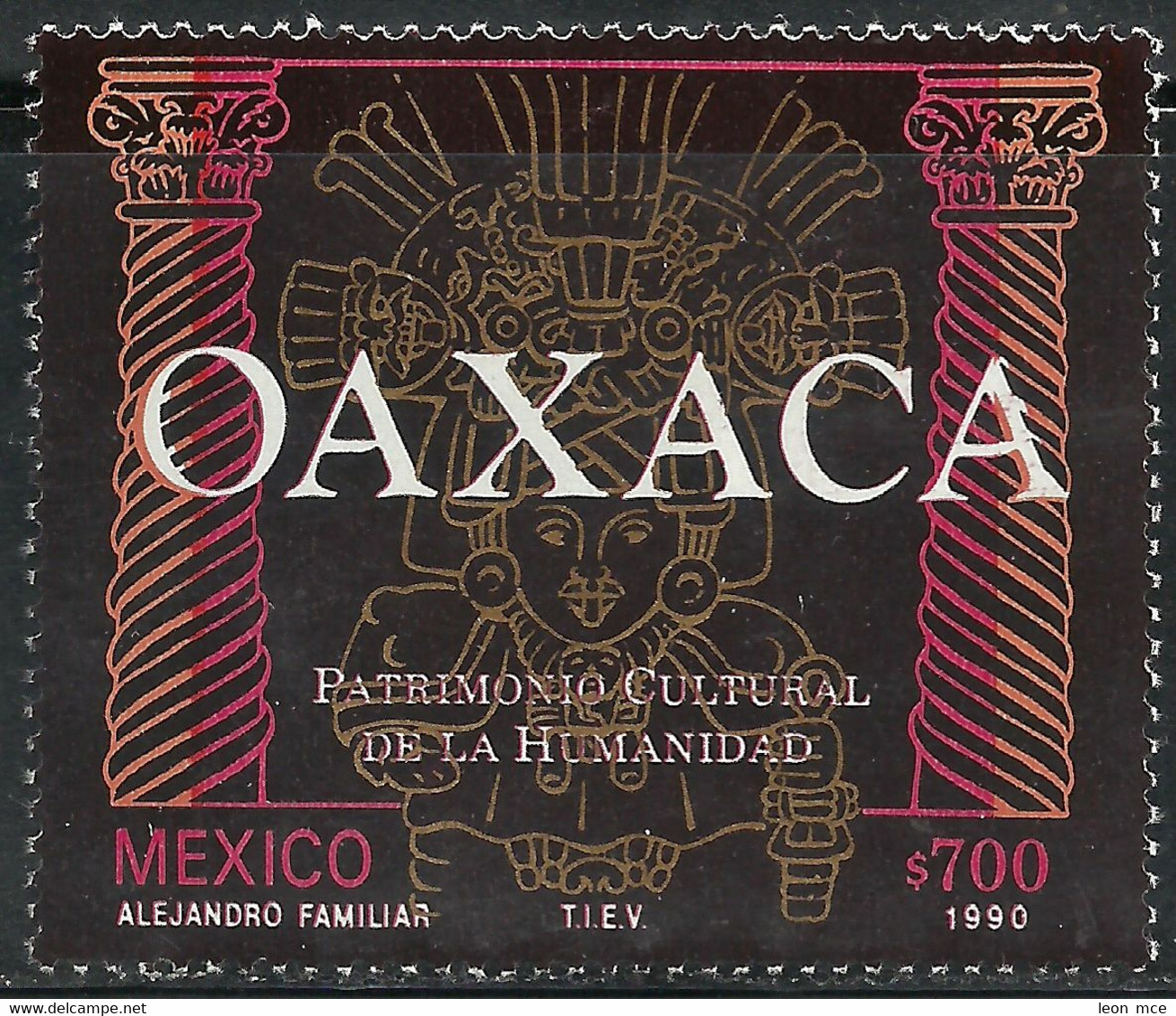 1990 MÉXICO OAXACA PATRIMONIO CULTURAL DE LA HUMANIDAD Sc. 1657 MNH, OAXACA  CULTURAL HERITAGE - Mexico
