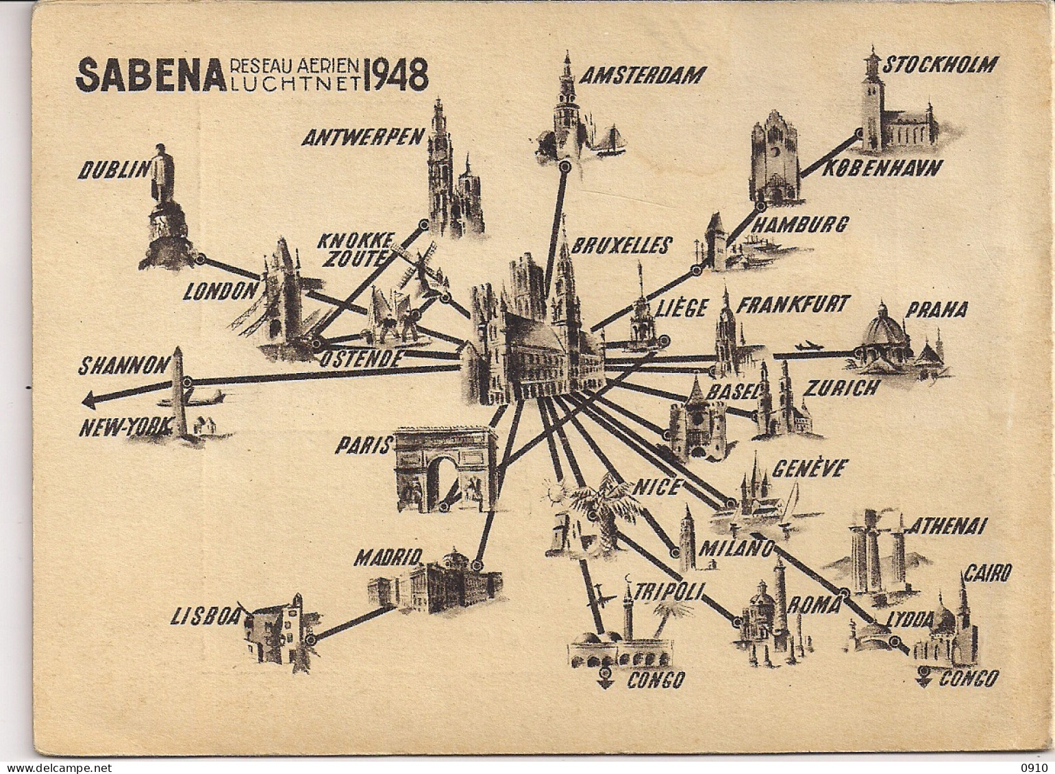 SABENA-VIGNETTEN DER VERSCHILLENDE TYPEN -25 JAREN LUCHTVERKEER  1923-1948-VIGNETTES  DES PRINCIPAUX TYPES D'AVION - Andere & Zonder Classificatie