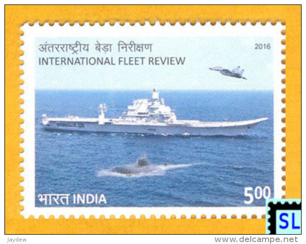 India Stamps 2016, International Fleet Review, Ship, Auroplane, MNH - Altri & Non Classificati