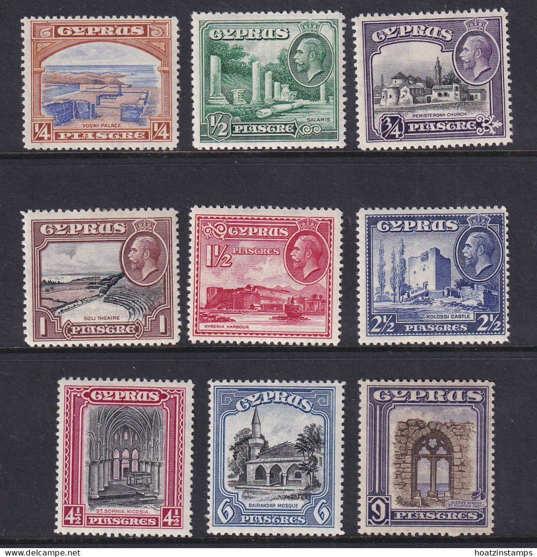 Cyprus: 1934   KGV - Pictorial To 9pi   SG133-141    MH  - Cyprus (...-1960)