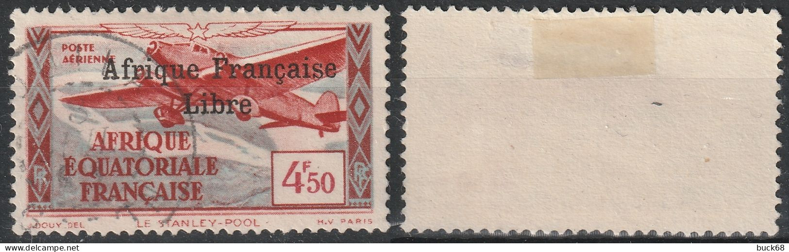 AEF Afrique Equatoriale Française  Poste Aérienne 17c (o) Trimoteur Marcel Bloch 120 Surcharge Espace 3,5 Mm - Oblitérés