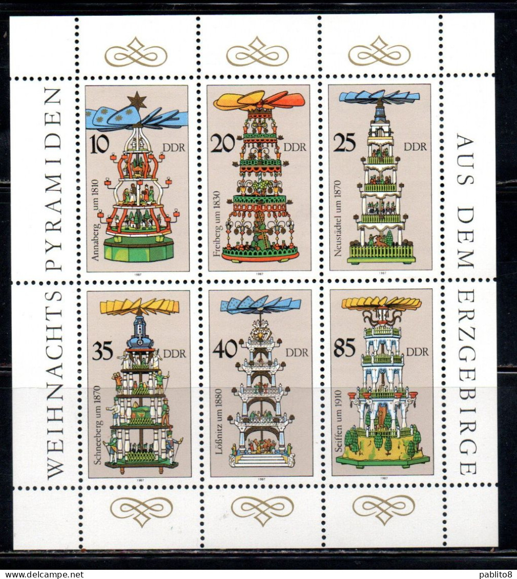 EAST GERMANY DDR DEUTSCHE DEMOKRATISCHE GERMANIA EST 1987 CHRISTMAS NATALE NOEL WEIHNACHTEN NAVIDAD BLOCK SHEET MNH - 1981-1990