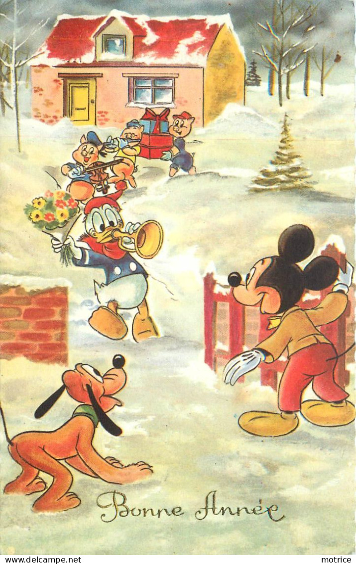 BONNE  ANNÉE - Disney, Mickey, Dingo, Donald Et Les Trois Petits Cochons. - Andere & Zonder Classificatie