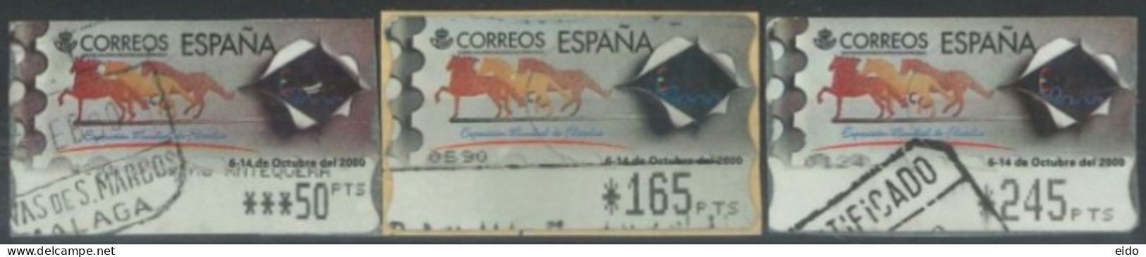 SPAIN - 2000 - INTERNATIONAL FESTIVAL OF HAPPINESS STAMPS LABELS SET OF 3 OF DIFFERENT VALUES, USED . - Gebraucht