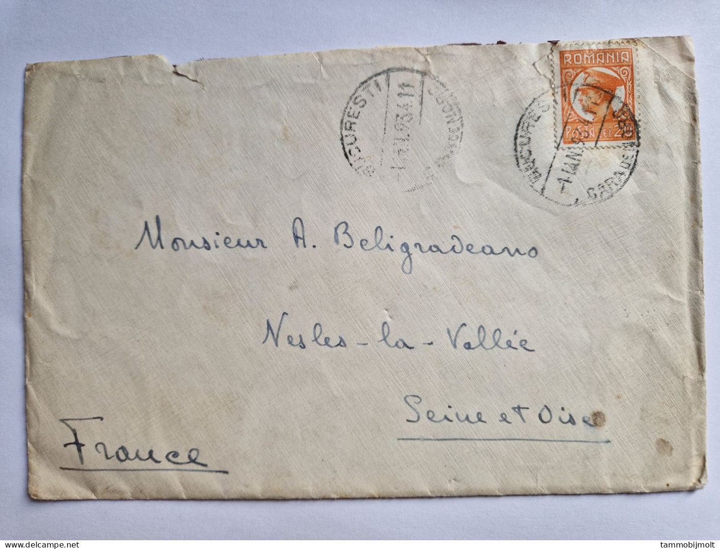 Romania, Cover From Bucharest To Nesles-la-Vallee, France, 1934 - Briefe U. Dokumente