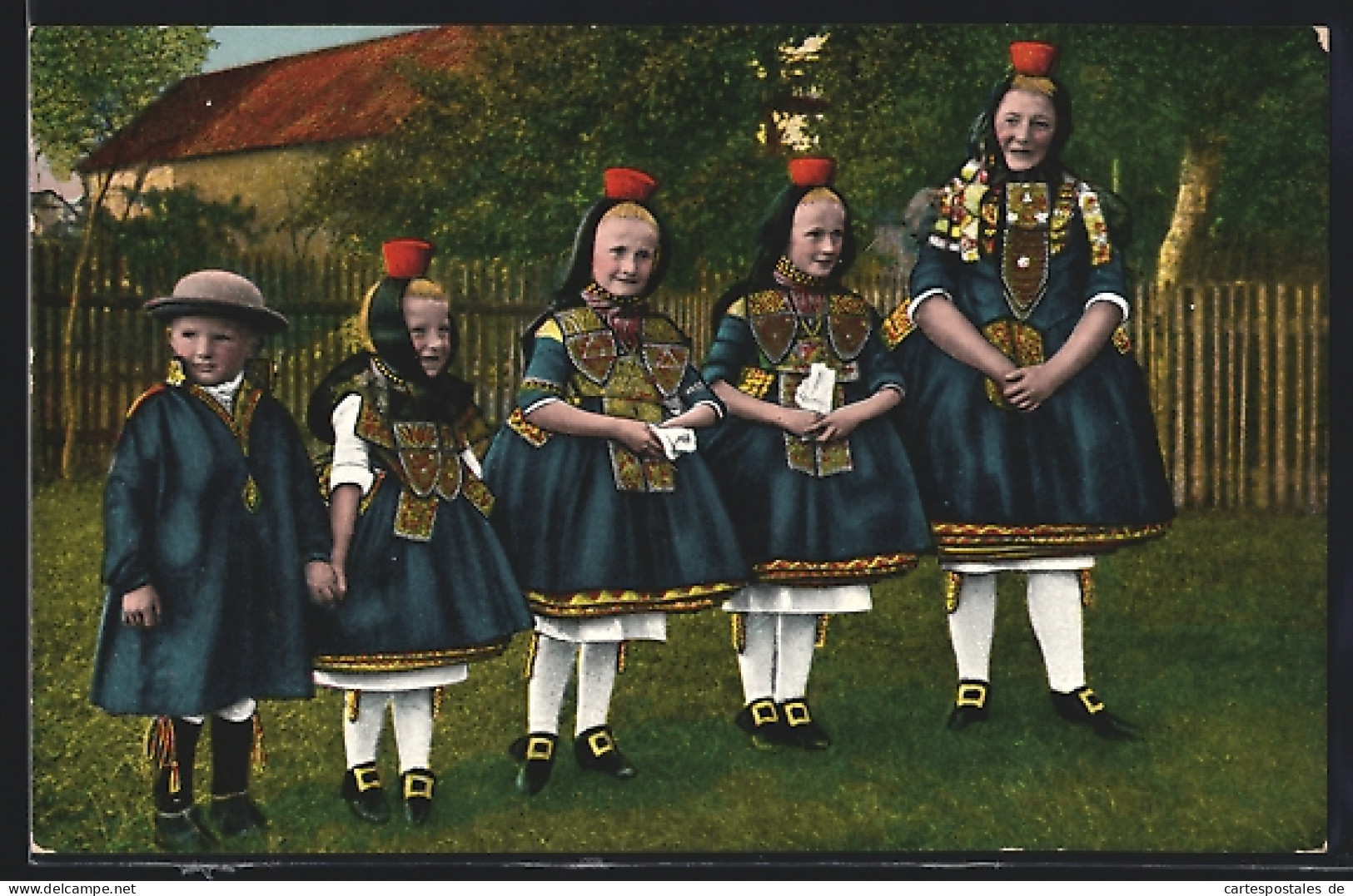 AK Schwälmer Am Sonntag Nachmittag, Hessische Tracht  - Costumes