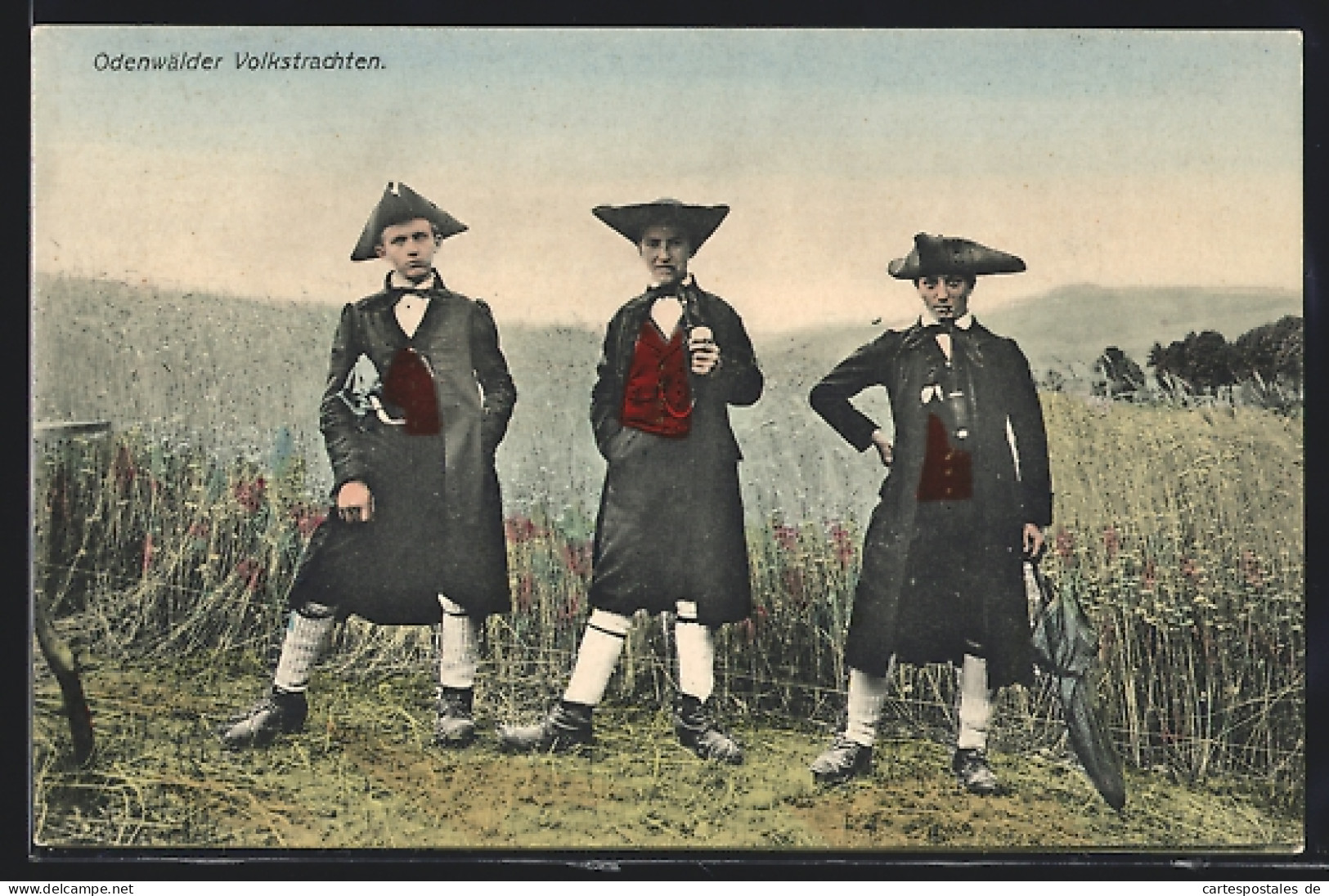 AK Drei Junge Männer In Odenwälder Volkstrachten  - Costumi