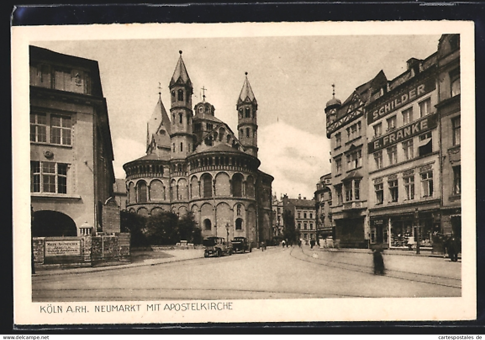 AK Köln A. Rh., Neumarkt Mit Schildergeschäft E. Franke Und Apostelkirche  - Koeln