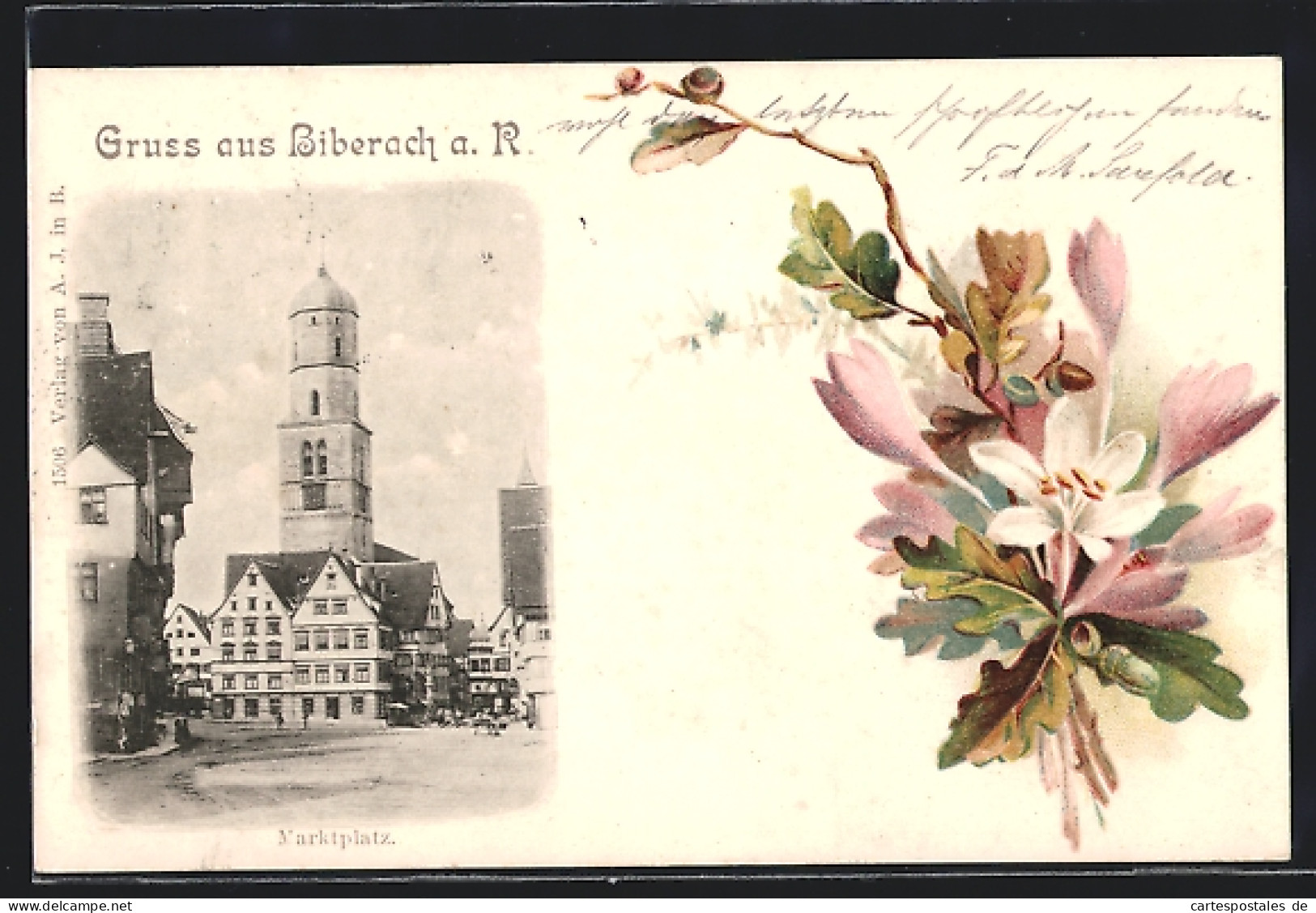 AK Biberach A. R., Marktplatz, Blume  - Biberach