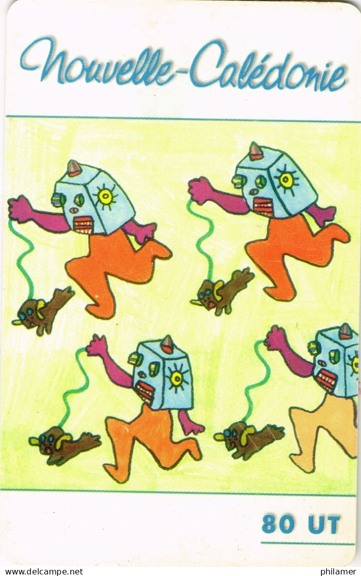 NOUVELLE CALEDONIE NEW CALEDONIA Telecarte Phonecard NC82 Dessin FAURE ROBOT CHIEN DOG Concours Scolaire 25000 Ex. UT BE - New Caledonia