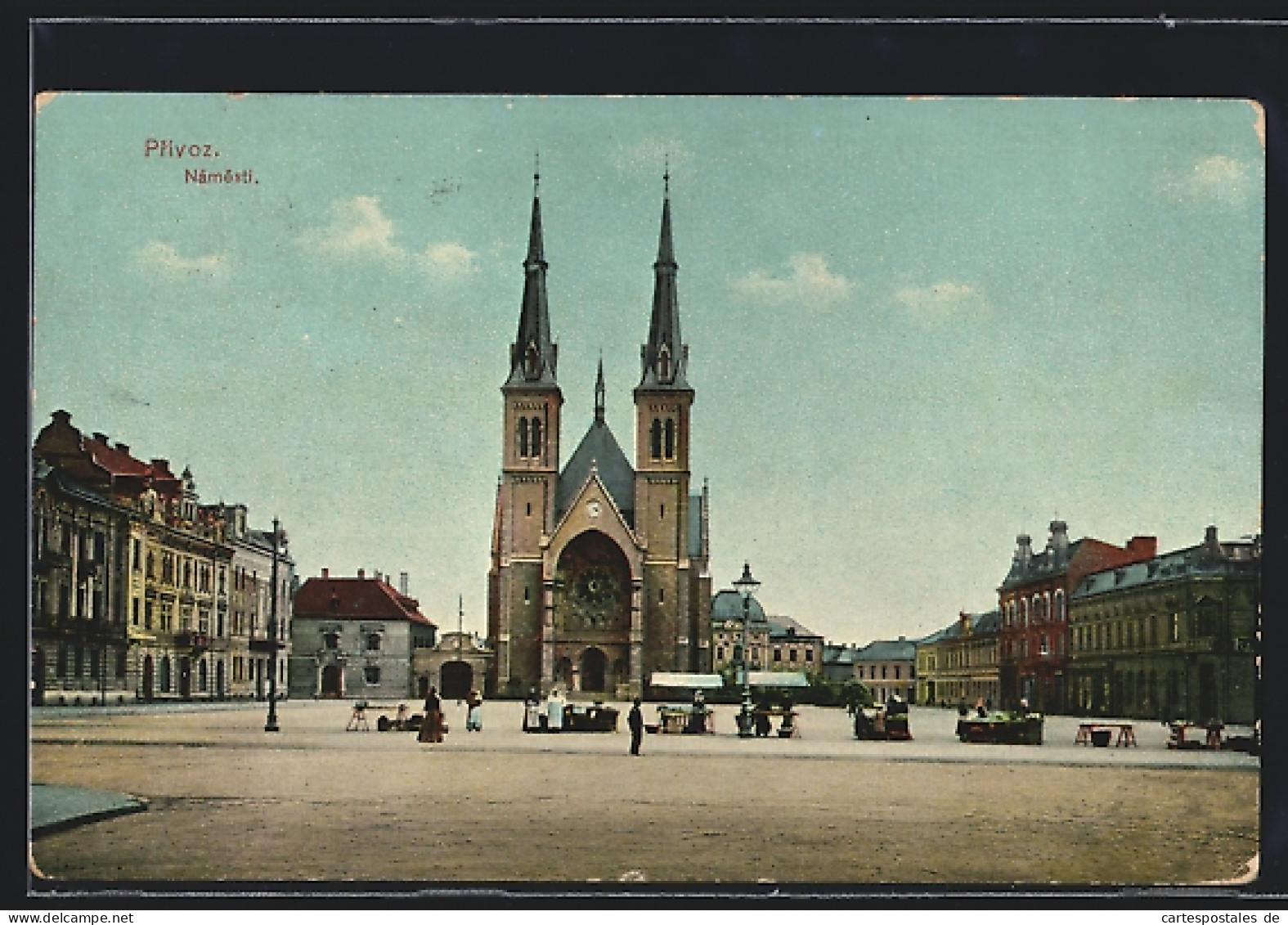 AK Oderfurt, Markt Auf Dem Ringplatz Gegen Kirche  - Tsjechië