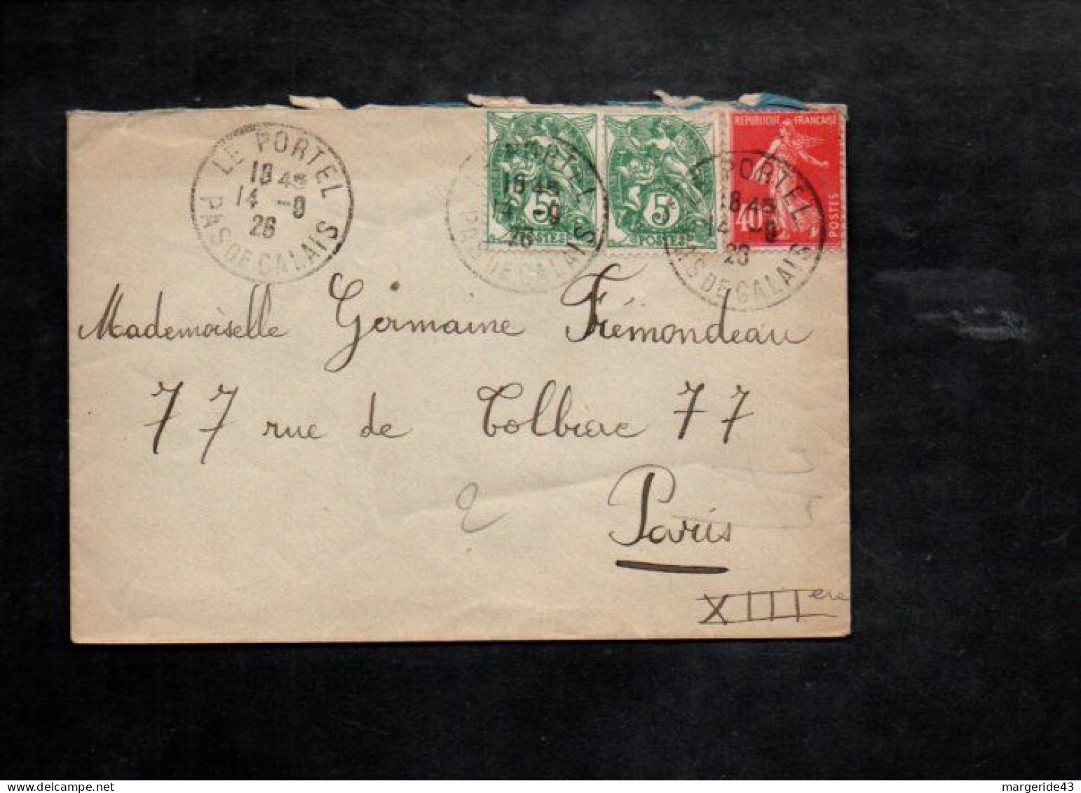 AFFRANCHISSEMENT COMPOSE SUR LETTRE DE LE PORTEL PAS DE CALAIS 1928 - Tarifas Postales