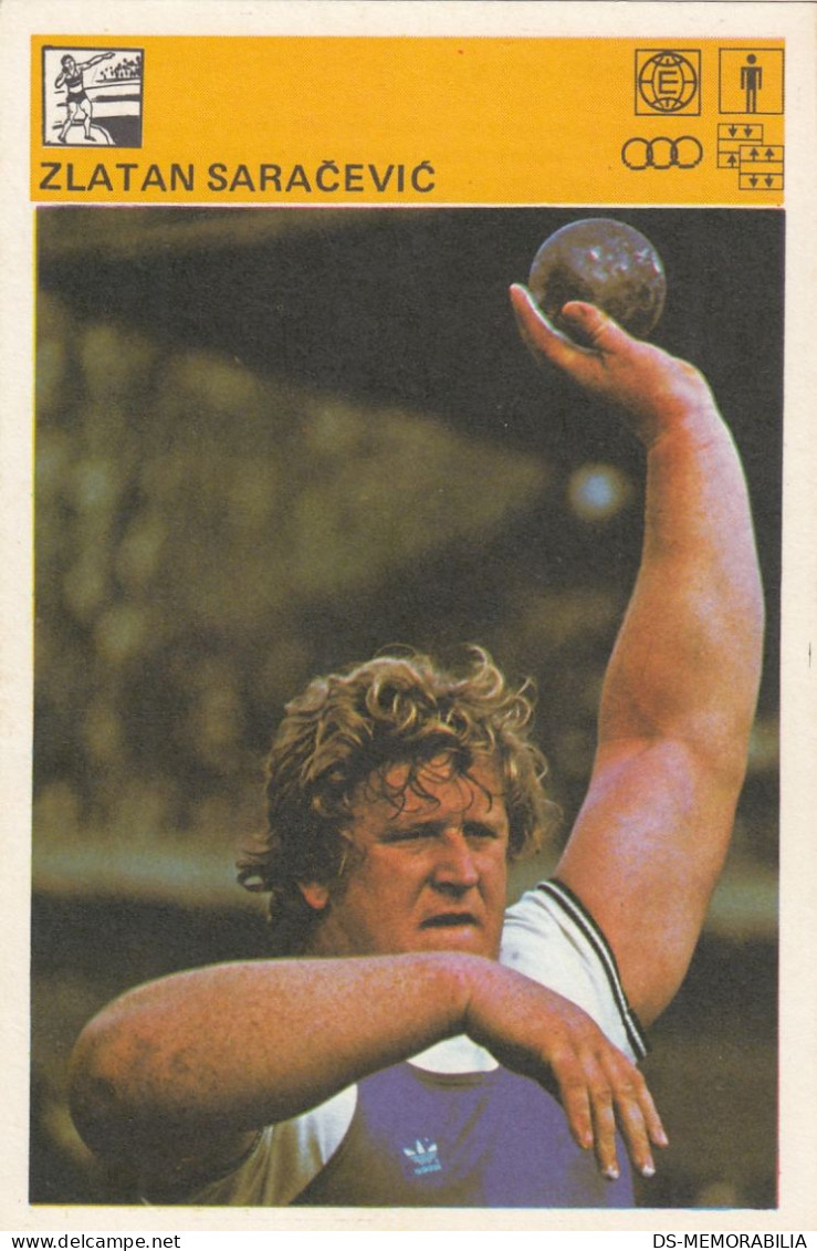 Shot Put Zlatan Saračević From Tuzla Bosnia Yugoslavia Trading Card Svijet Sporta - Leichtathletik