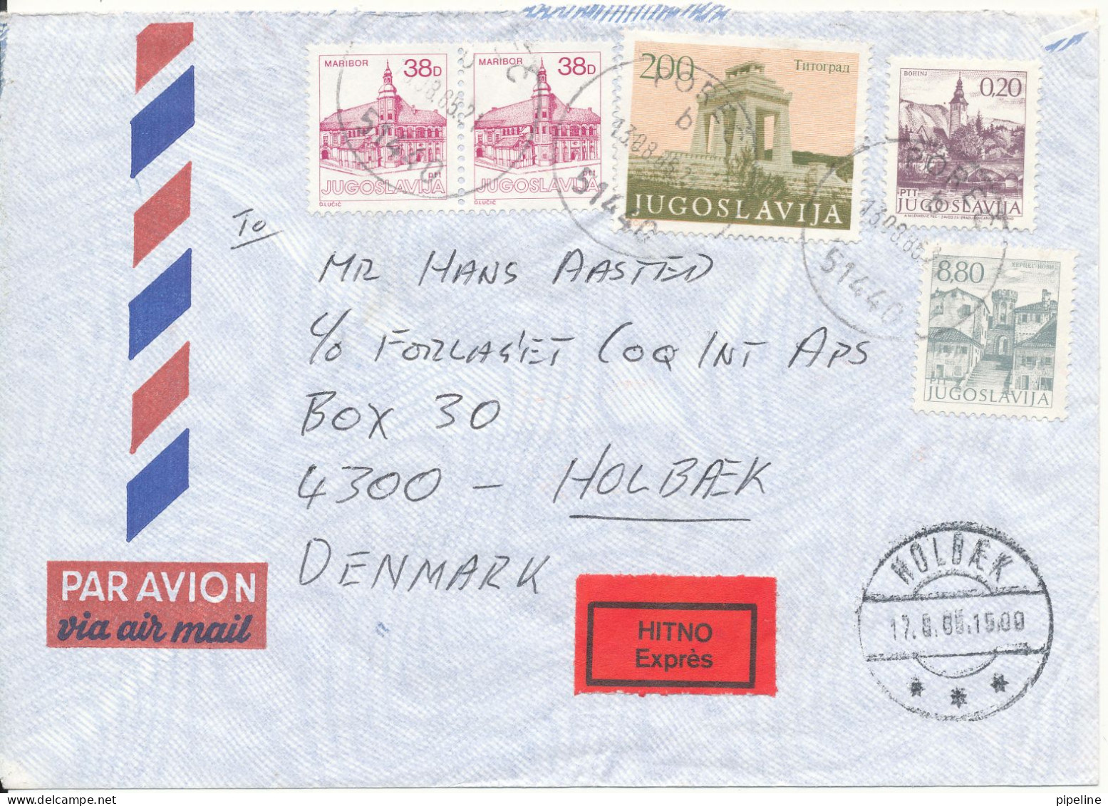 Yugoslavia Air Mail Cover Sent Express To Denmark 13-8-1965 - Luftpost