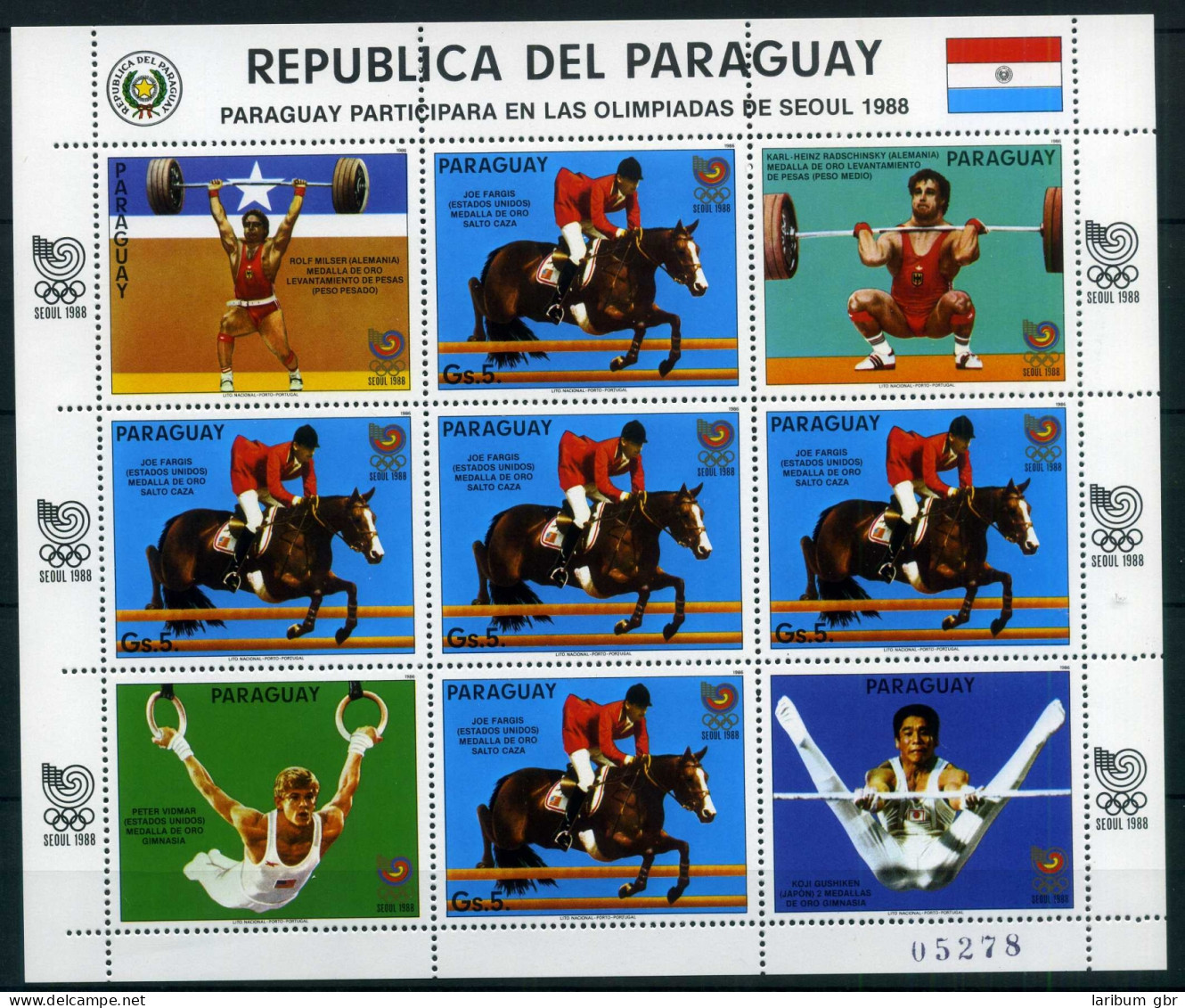 Paraguay Kleinbogen 4053 Postfrisch Olympiade 1988 #NK577 - Paraguay