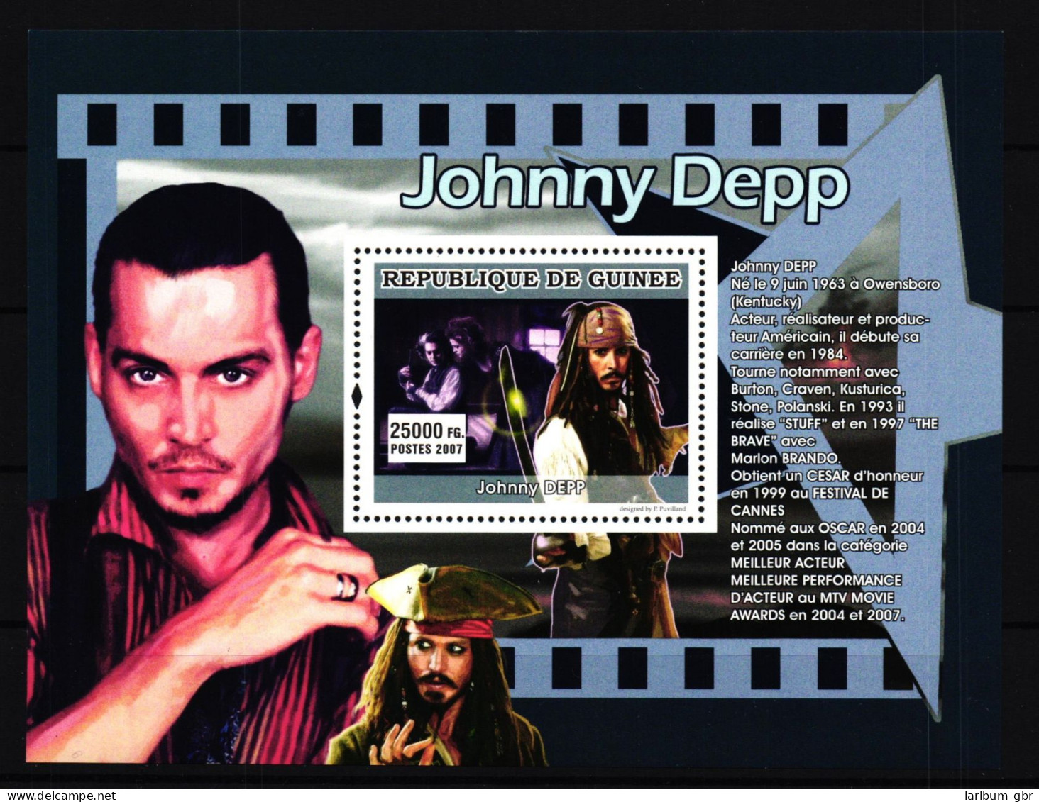 Guinea Block 1354 Postfrisch Film, Schauspieler, Jonny Depp #IG047 - Guinee (1958-...)